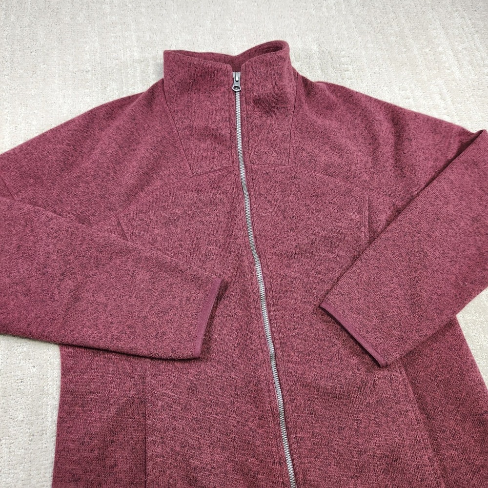 LL Bean Jacket Women Medium Windstopper Sweater Fleece Mock Neck Maroon Full Zip